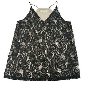 LOFT Black Lace Halter Neck Cami Top Blouse Women's XS Elegant Whimsigoth